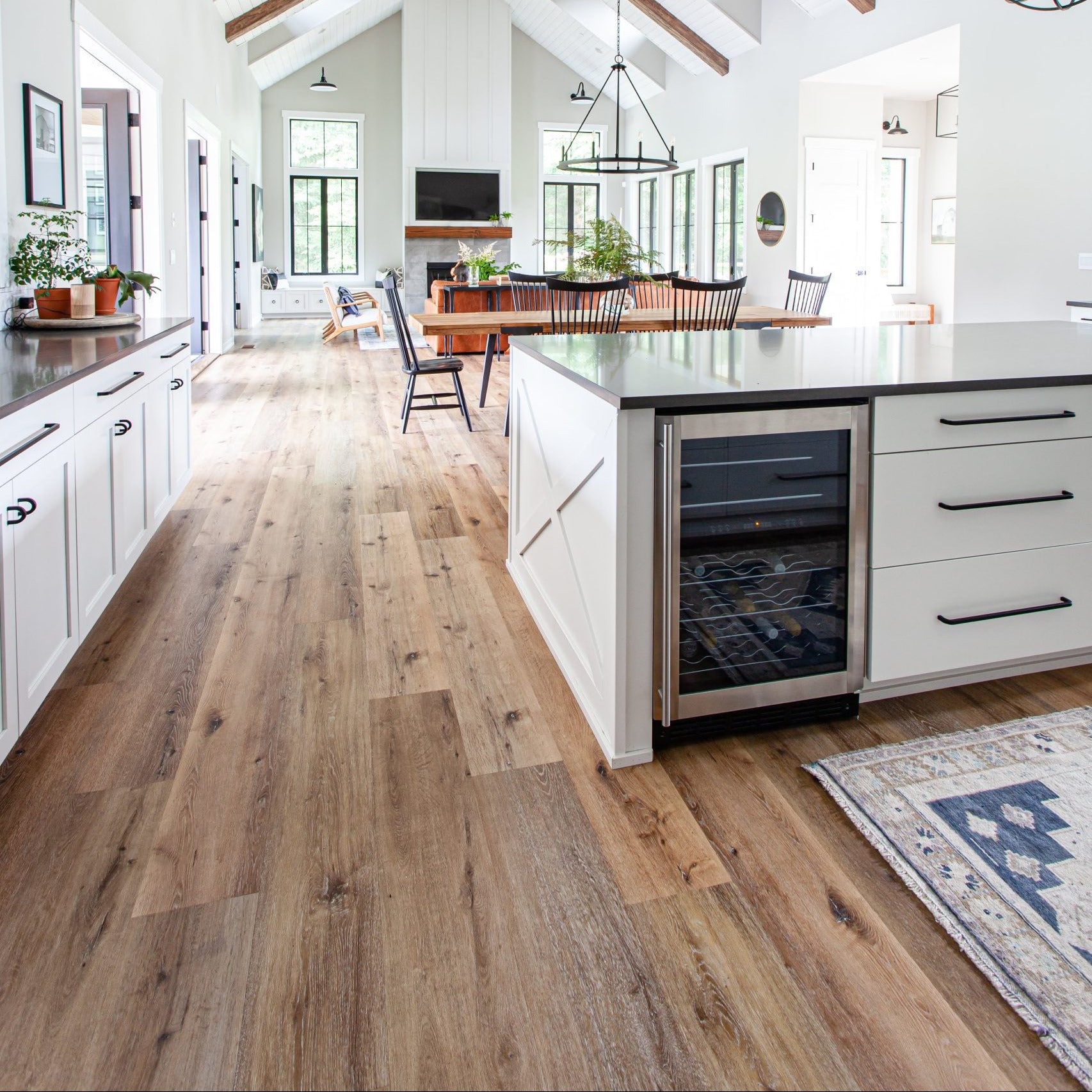 Vinyl Flooring Luxetech Collection Youngscombe Color house kitchen and living room scene